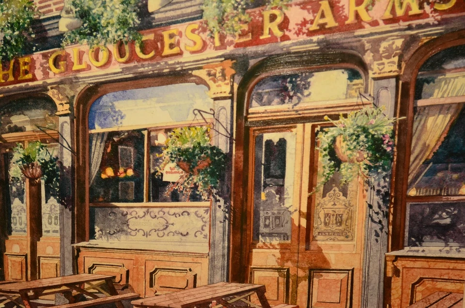 ELYSE COHEN Original Vintage Gloucester Arms Pub Cityscape Artist Proof Giclee - Image 2 of 4