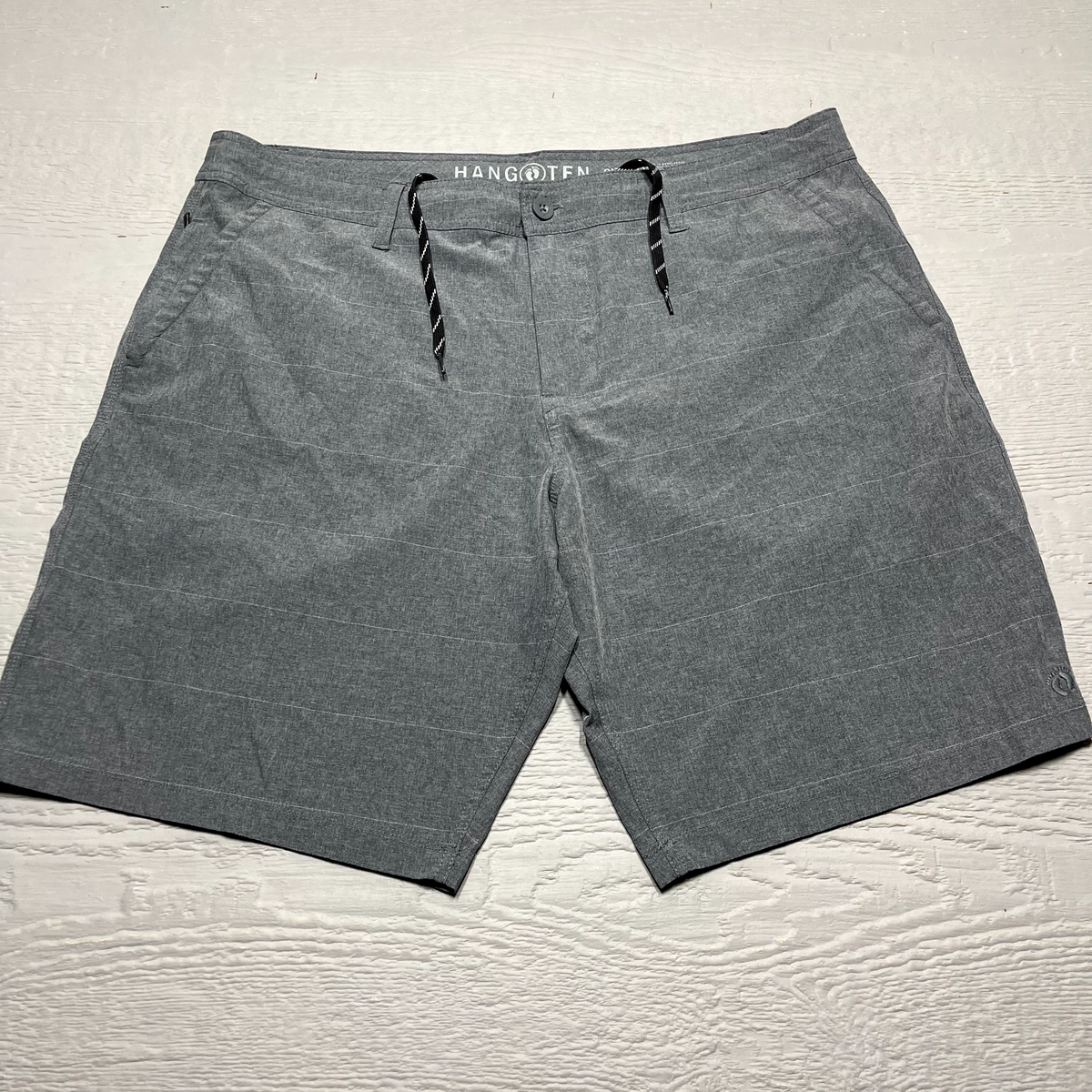 Hang Ten Shorts Mens 40 Gray Hybrid Drawstring Casual Swim Board Beach Pool  EUC
