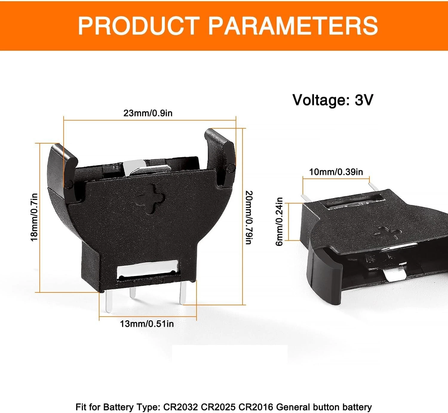 CR2032 Vertical Coin Button Battery Holder 3V Case 3-Pin Coin Cell Box |  eBay UK