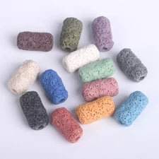 30pcs Long Cylinder Meteorite Shape 21mm Natural Volcano Lava Stone Loose Beads