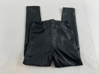 Art Class Pants Girl's Size L Black Faux Leather Elastic on Waist
