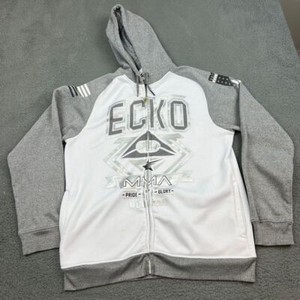 Ecko Unltd MMA Hoodie Mens Large Full Zip Pride Glory Graphic White Skate Grunge
