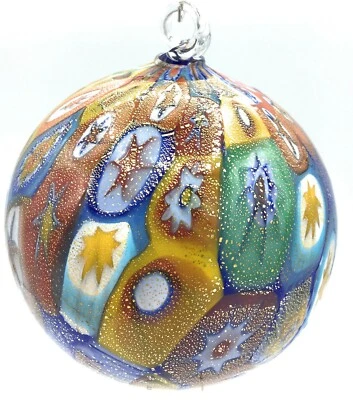LE GEMME DI VENEZIA Pallina di natale in vetro di murano colori in pasta con foglia oro zecchino