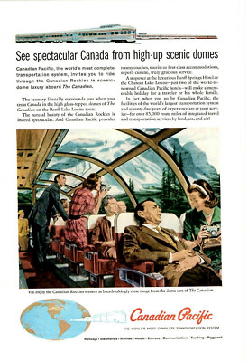 1960 Print Ad Canadian Pacific Railway See spectacular Canada from high-up domes