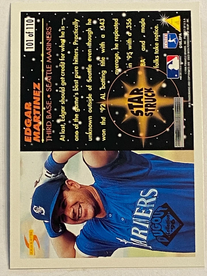 1996 Score Dugout Collection #101 Edgar Martinez Seattle Mariners - Image 2 of 2
