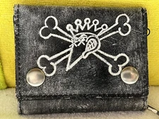 Grind King Small Skateboard Chain Wallet El GK Leather Trifold Black