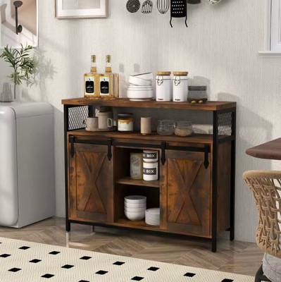Retro Stil Buffetschrank Kaffee Bar Schrank Küche Aufbewahrung Sideboard Schrank