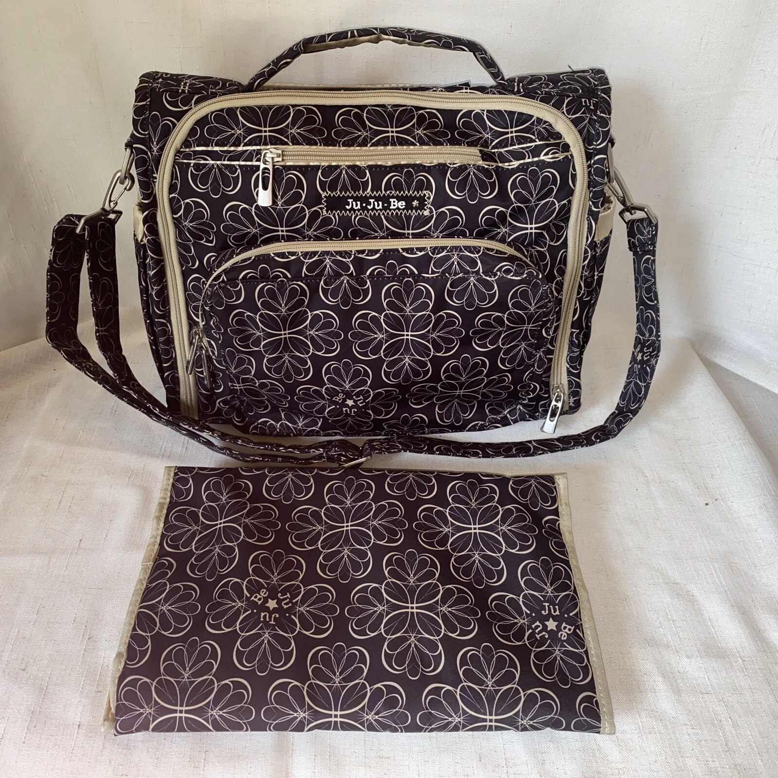 JuJuBe BFF Diaper Bag Brown Convertible With Changing Pad
