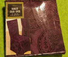 Harvest Damask Chair Cover 40"/102 Cm Long Fits Most Chairs Up To 42" Purple