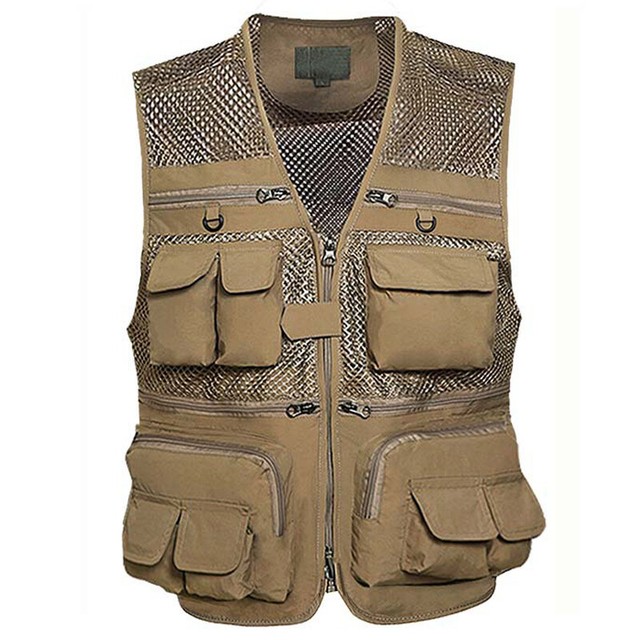 Bushline Outdoor Hunting Fishing Khaki Vest Men's L Zip front 11