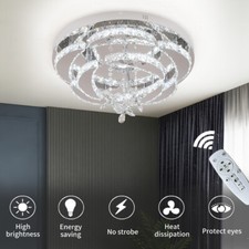 50cm Dimmable Crystal LED Ceiling Light Chandelier Living Room Bedroom Remote