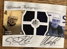 2008 -09 Evgeni Malkin Ilya Kovalchuck Dual Auto Patch 20/20 On Card Bold Autos