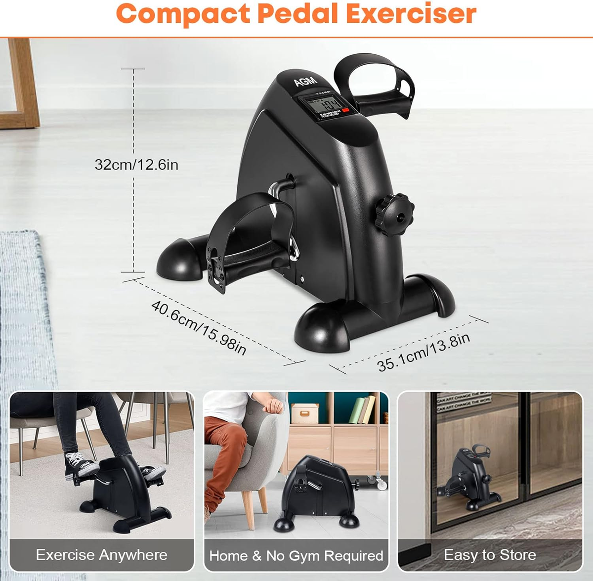 AGM Mini Pedal Exerciser,Under Desk Pedal Electirc Exercise Bike For Arm Leg