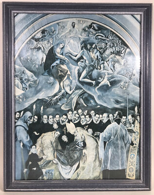 Vintage El Greco Begräbnis des Grafen Orgaz religiös gerahmter Kunstdruck