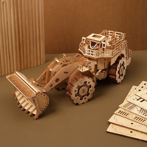 3D Puzzle Wooden Forklift Model STEM Engineering Toy For Kids DIY Desk Decor - Bild 2 von 19