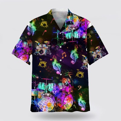 Drum Color Hawaiian Shirt, Drum All Over Print Hawaiian Shirt