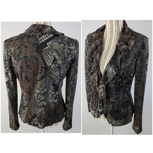 Alberto Makali Jacket Blazer Snakeskin Python Textured Ruffle size M Art-to-Wear - Picture 4 of 14