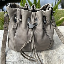 Mimco Sash Cocoon Leather Boho Bucket Drawstring Handbag, Shoulder Bag