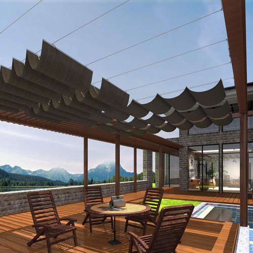 Cubierta de toldo parasol retráctil vela de onda deslizante para patio patio patio cubierta - Imagen 12 de 17