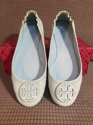 Tory Burch Minnie Travel Ballerina Flat Shoes Island Blue US Size Women