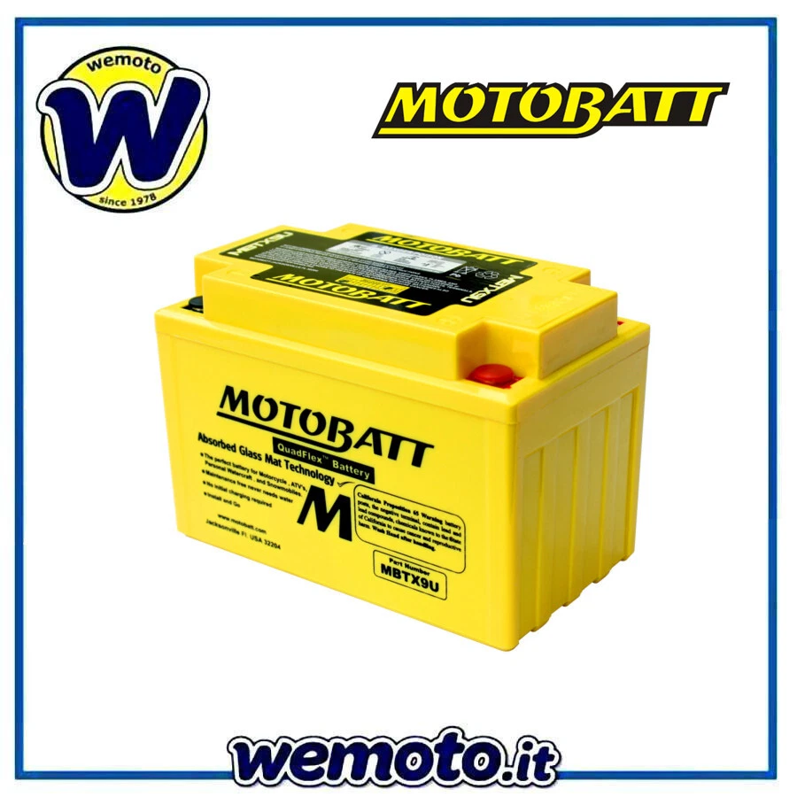 Batteria Motobatt MBTX9U Sigillata 12V 10,5Ah Benelli Velvet Touring 125 2001