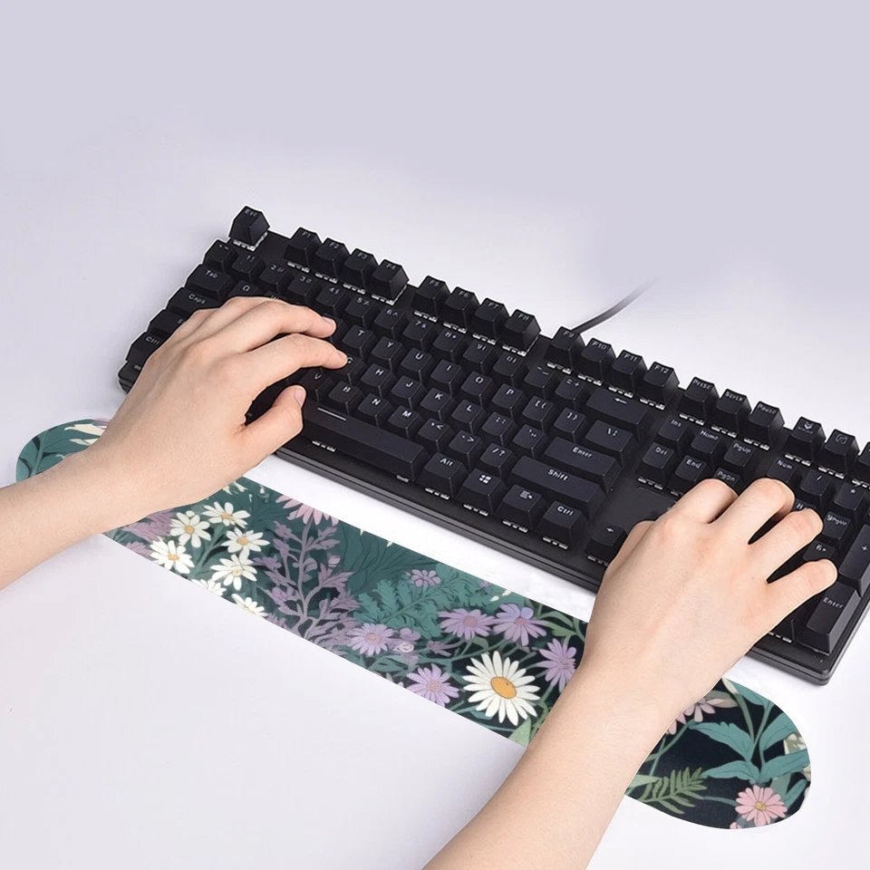 Green Wildflower Keyboard Wrist Rest Computer Gaming Office Accessory Gift - Image 2 of 4