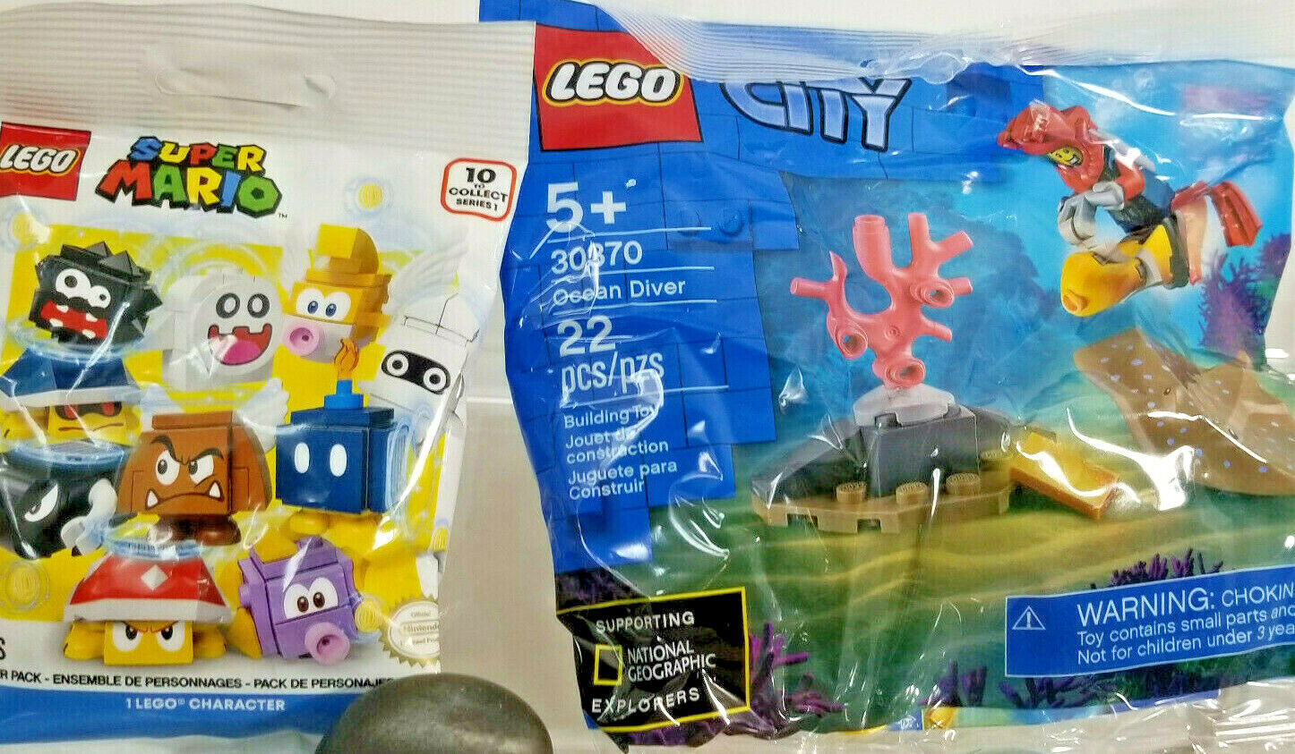 2 LEGO Set LOT Character Pack Super Mario Series 1 (71361) & CITY Ocean Diver