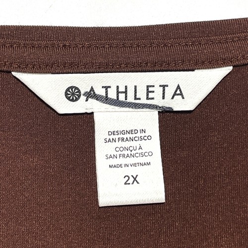 Neu ohne Etikett Athleta rundum gerafftes Top Gr. 2X Langarm braun Training Stretch - Bild 2 von 6
