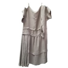 Prada Flapper Style Tan Triacetate Off The Shoulder Midi Dress 44