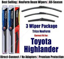 3-Pack Wipers Front & Rear NeoForm fit 2008+ Toyota Highlander - 16260/200/12A