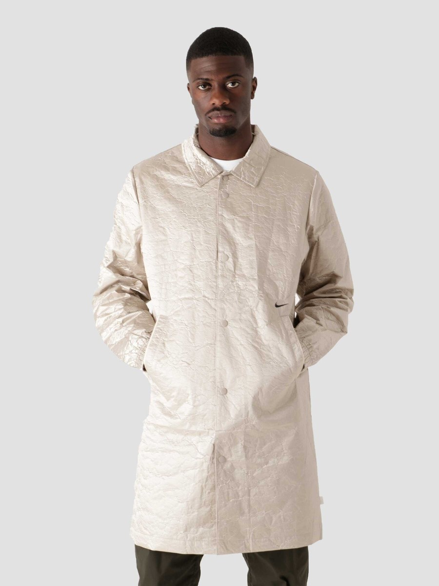 Men's Nike Sportswear Long Coaches Jacket Cream Beige Rare DH7847