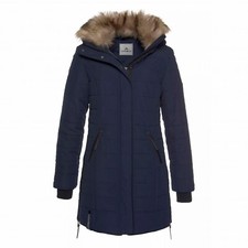 Alpenblitz Bern Quilted Coat With Detachable Hood In Navy Blue Size 12