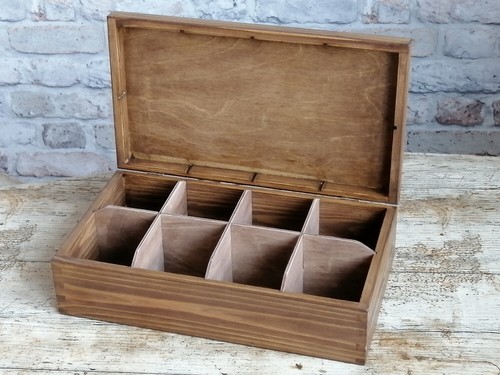 Caja de té de madera con 8 compartimentos. Caja de té. Caja de bolsa de té. Caja de regalo de té. - Imagen 5 de 13