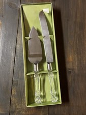 NIB Clear Faux Crystal Knife Server Set Wedding or Reception Cake Cutting