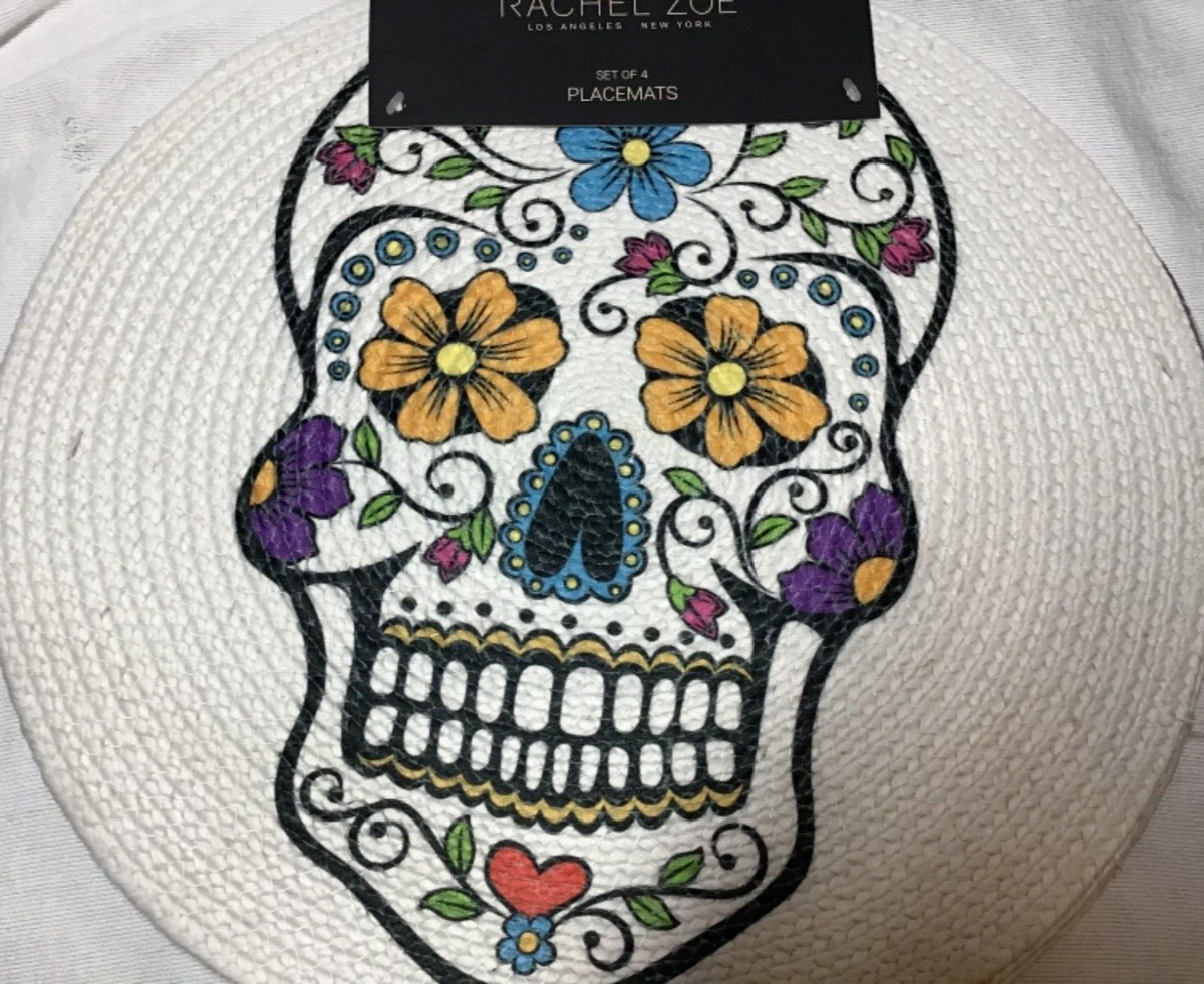 Coaster - Sugar Skull - SET OF 2 - Leather or Stitched Cork Coaster - Sugar Skull - SET OF 2 - Leather or Stitched Cork