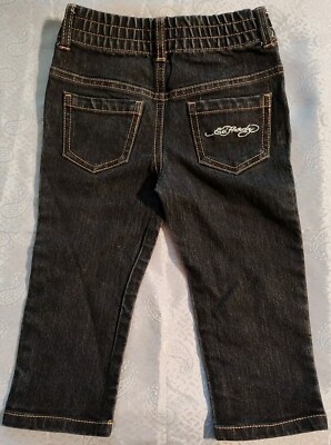 Vintage Y2K Ed Hardy Toddler Girls Jeans Denim Pants Embroidered Size 4T