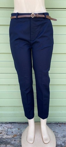 NEW ZARA WOMAN NAVY BLUE Belted Chino 