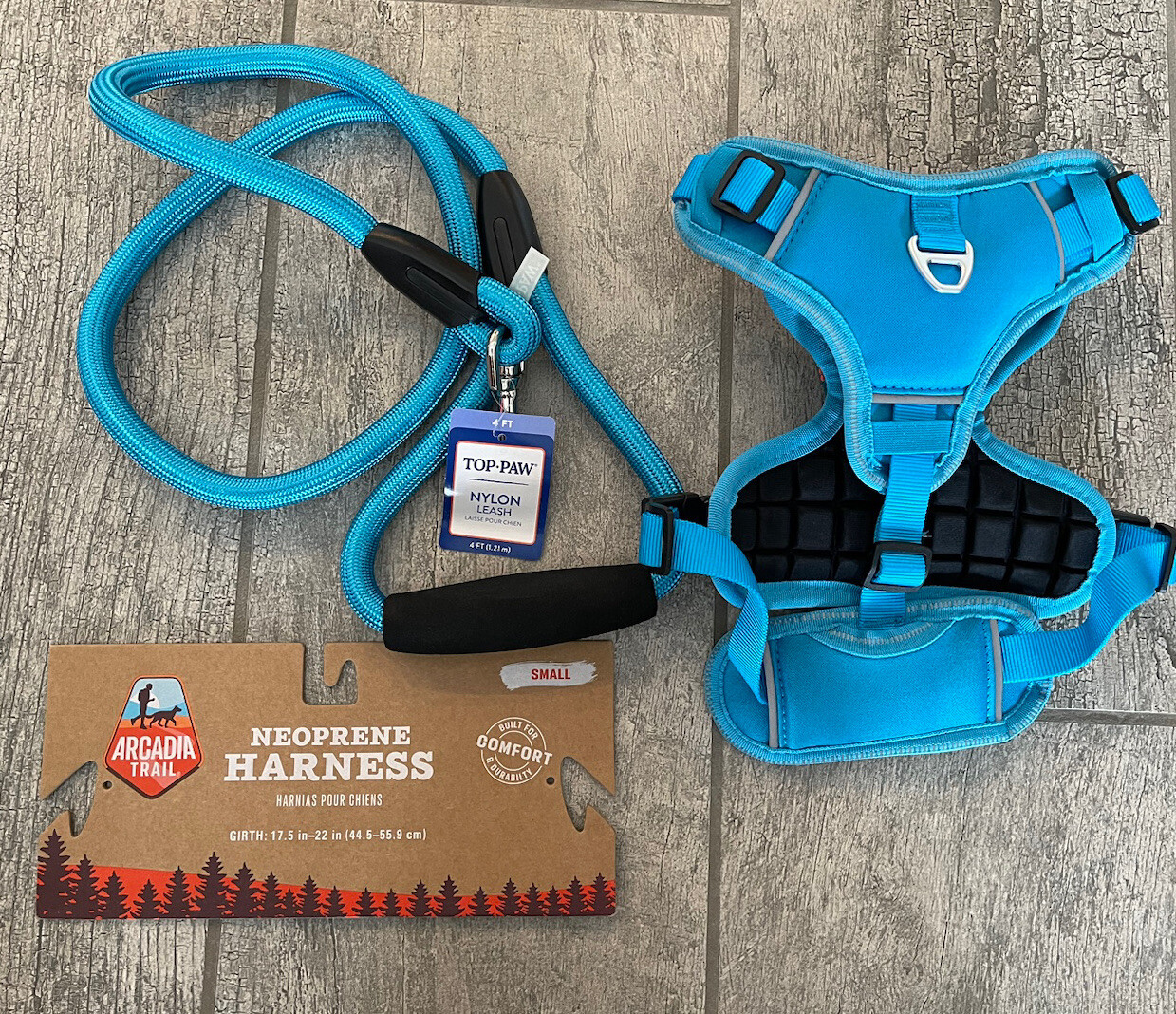 Arcadia Trail dog harness neoprene Reflect S blue w/4 ft Comfort Handle
