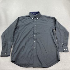 Paul Fredrick Shirt Mens 16 x 34 Gray Button Down Classic Fit Long Sleeve