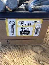 Hex lag screws HOT dipped galvanized 1/2 x 10 Qty 25