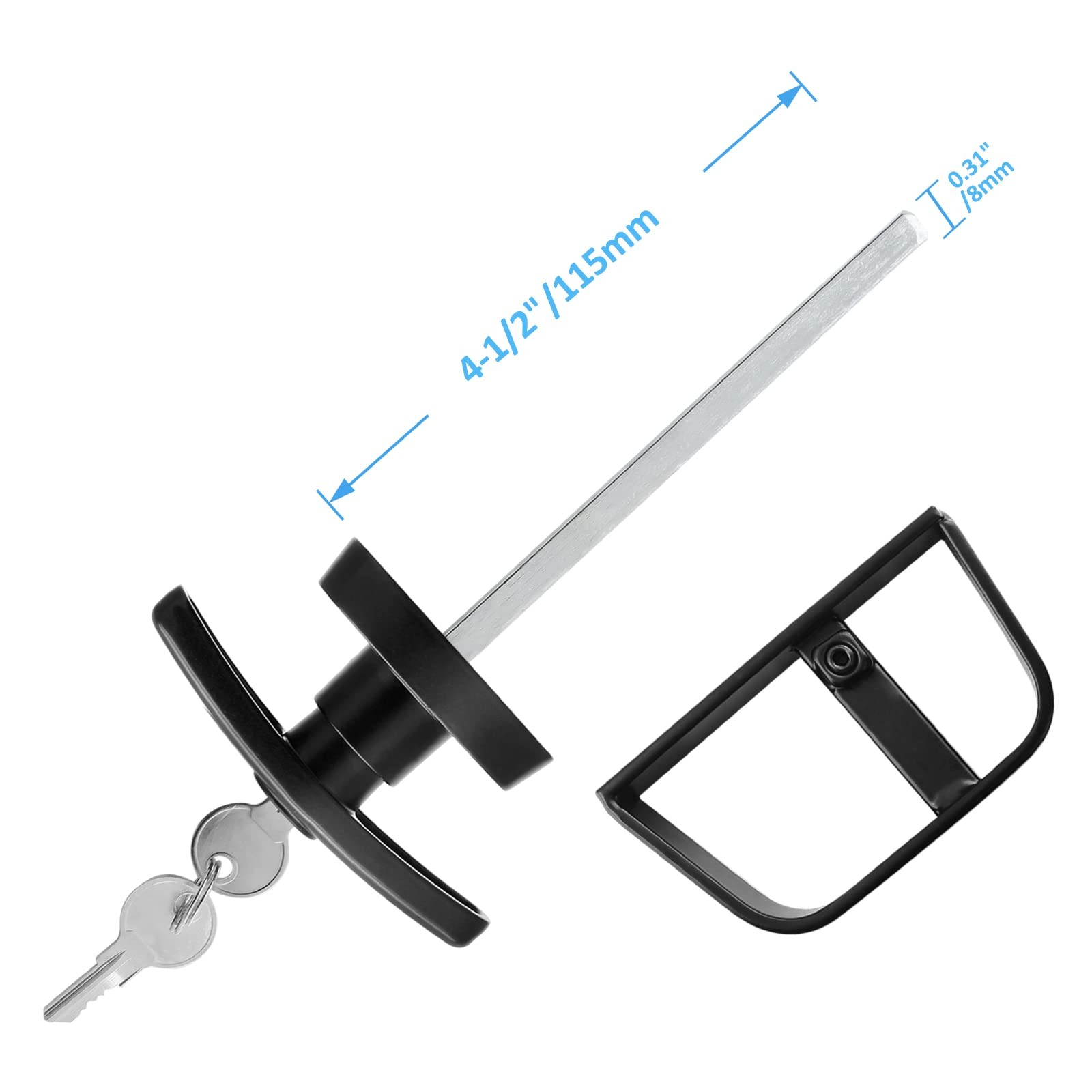 Shed Door Latch T-Handle Lock Kit with 2 Keys, 4-1/2" Stem Storage Barn Shed ...