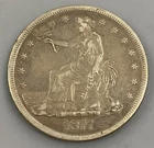 1877 S US 90% Silver Trade $1 cleaned L25152