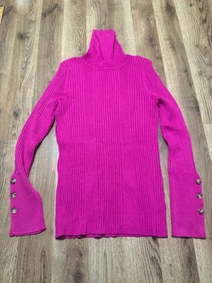 Time & Tru Sweater Women's Size XL Pink Long Sleeve Ribbed Turtle Neck