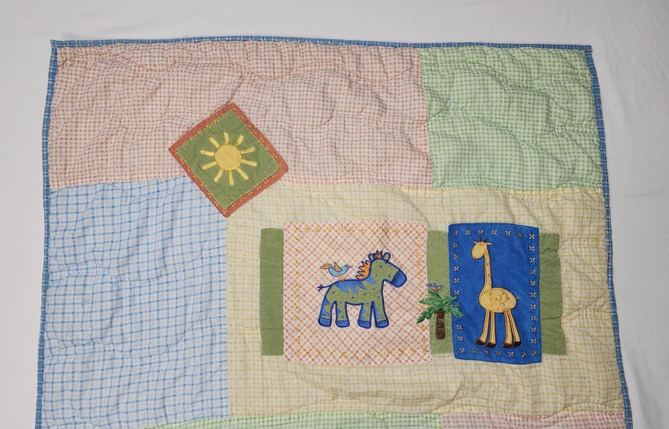 Детская кроватка Carter's Quilt Wave двусторонняя клетчатая клетчатая сафари животные мягкая винтажная - Изображение 3 из 4