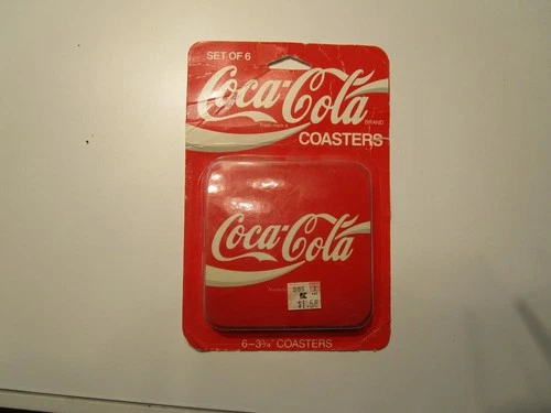Vintage Coca-Cola 3-3/4" Cork & Plastic Coasters Set of 6 in sealed package