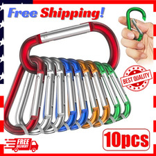 10Pcs Aluminum Carabiner Clip D Ring Set Hiking Gear Keychain Key Holder Loop US
