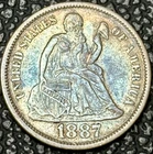 Genuine 1887 Seated Liberty 10c - VF/XF Detail with Nice Toning