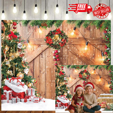 Christmas Barn Door Backdrop - Rustic Wooden Wall for Holiday Photo Booth