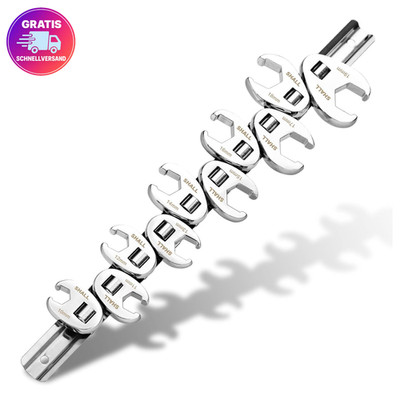 SHALL Bördelmutternschlüssel Set 10teilig 10 bis 19mm Crowfoot Werkzeug