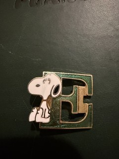 Vintage Snoopy Letter E Blue Enamel Pin Badge By Aviva